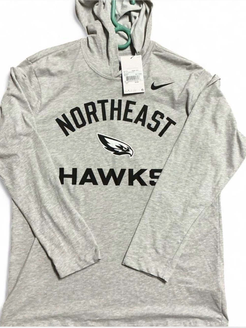 Nike Northeast Hawks Gray Hoodie Long Sleeve Pullover NWT Medium
